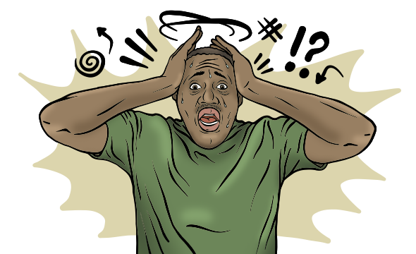 Illustration of a black servicemember who is showing visible stress
